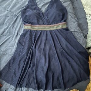 BloomChic Navy One Piece with Multicolor Waistband